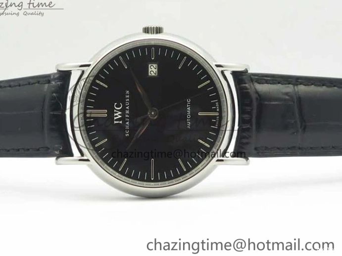 MIROTIME 0404 Portofino Automatic SS TWF 1:1 Best Edition Black Dial on Black Leather Strap A TravelReady 7199